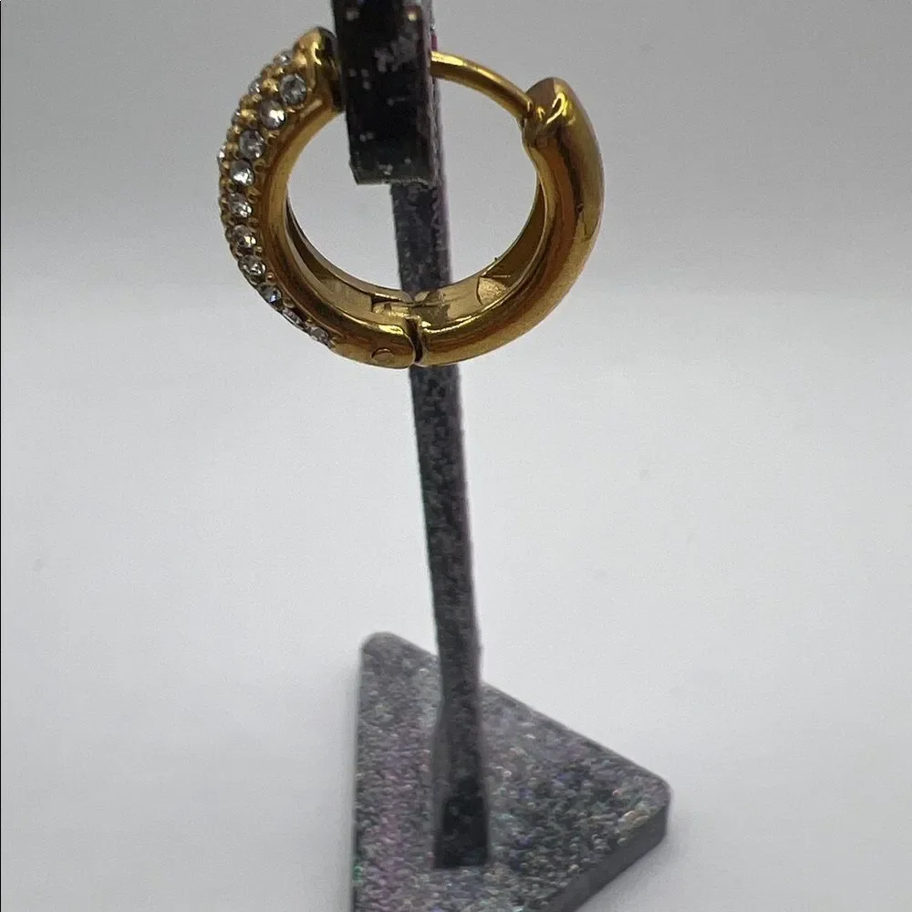 Gold Pavé Crystal Hoop Earrings - Women Jewelry